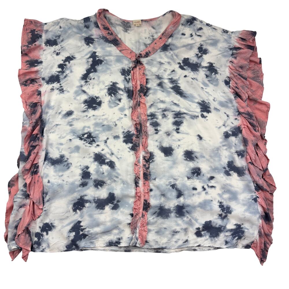 Surf Gypsy Tie Dye Ruffle Rayon Oversized Coverup Lounge Dress Women's Size M